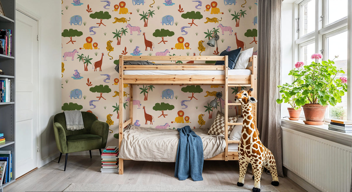Funky Safari Pattern Mural Wallpaper - room preview 04