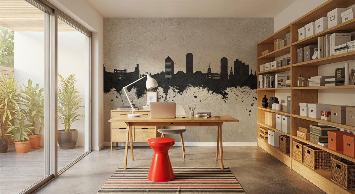 Tallahassee Florida Skyline Concrete Mural Wallpaper - room preview 04