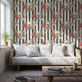 Americana, Stripes and Poppies Mural Wallpaper - room preview 04
