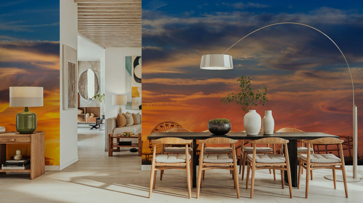 Santa Monica Pier Sunset Mural Wallpaper - room preview 04