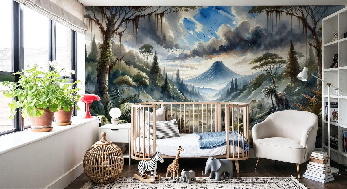 Lush Jungle Valley with Mountains Mural Wallpaper - room preview 04