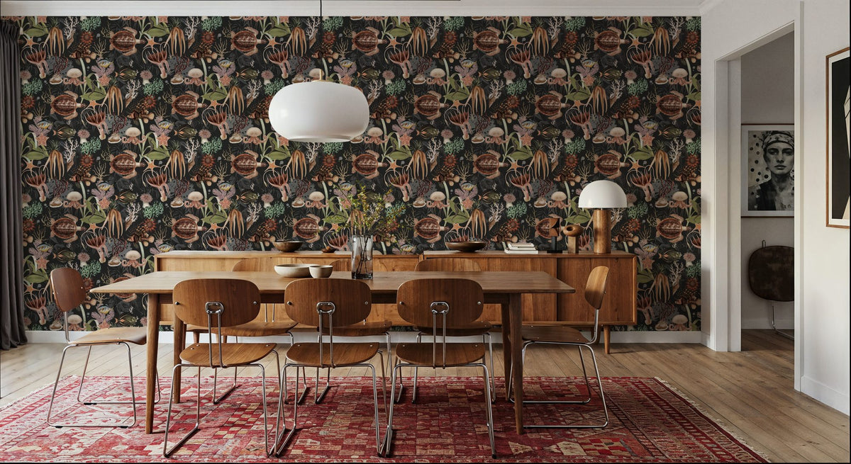 Deep Sea, Graphite Mural Wallpaper - room preview 04