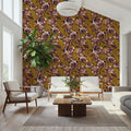 Pop Peonies, Rust & Mustard Mural Wallpaper - room preview 04