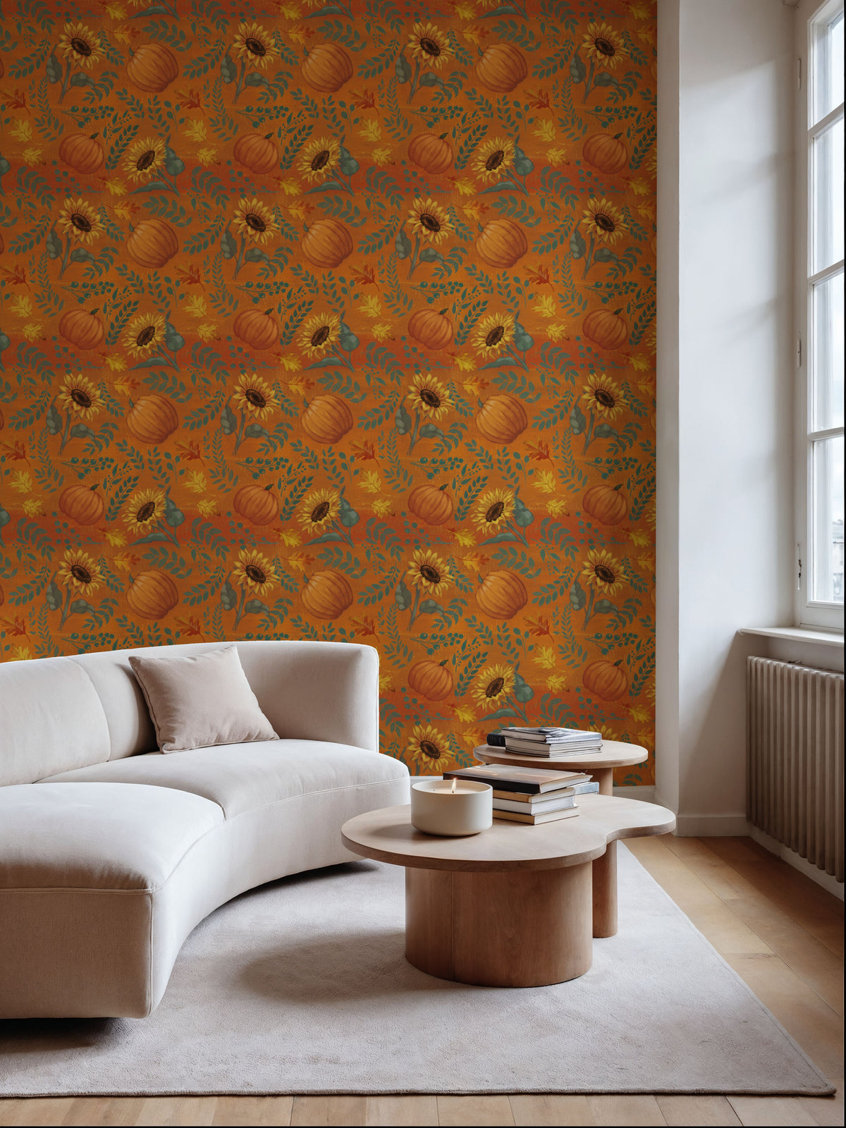 Pumpkin Harvest Orange Mural Wallpaper - room preview 04