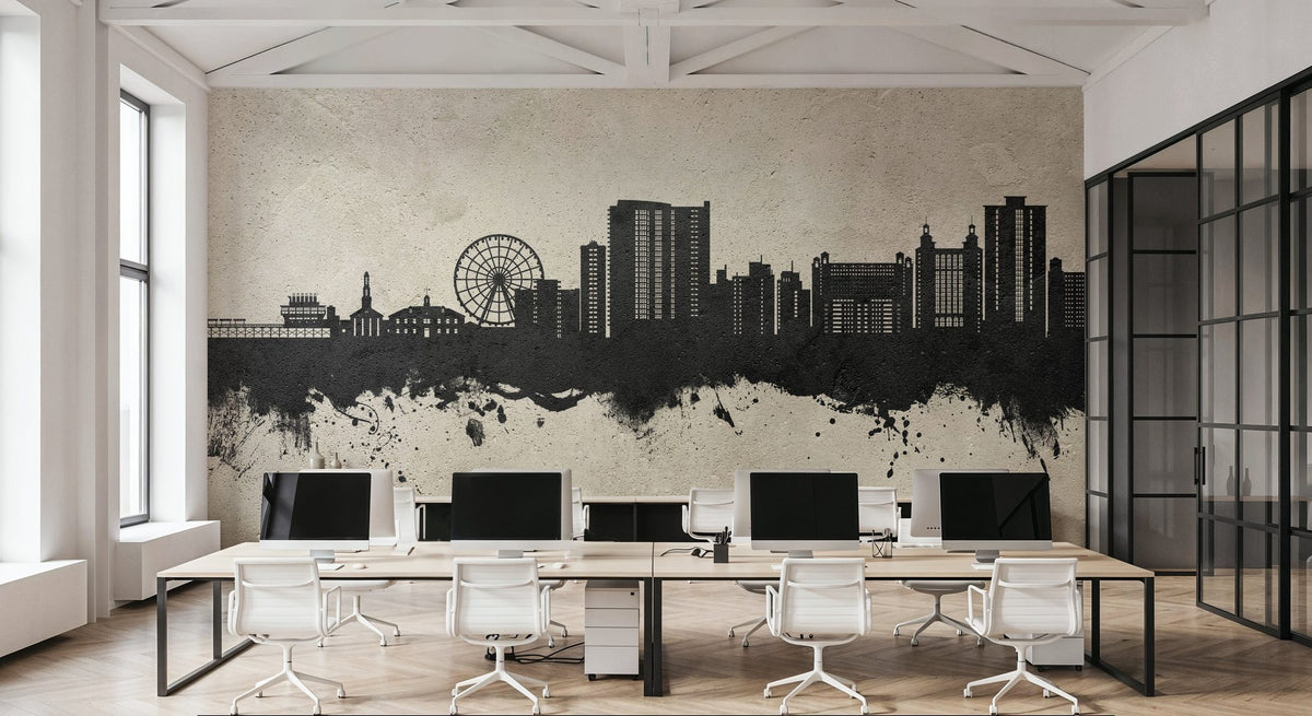 Myrtle Beach South Carolina Skyline Concrete Mural Wallpaper - room preview 04