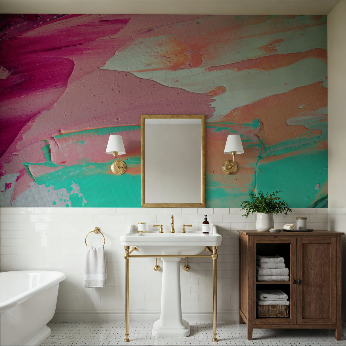 Pink Ocean Mural Wallpaper - room preview 04