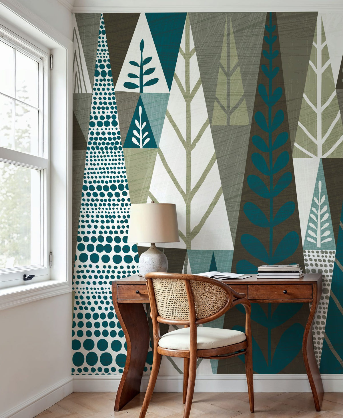 Geometric Forest Mural Wallpaper - room preview 04