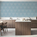 Ludovici Pattern, French Blue Mural Wallpaper - room preview 04