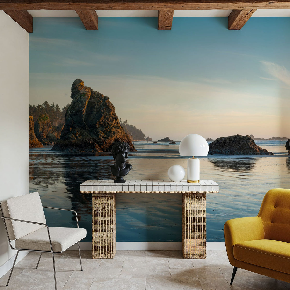 Ruby Beach Mural Wallpaper - Neutral Tone - room preview 04