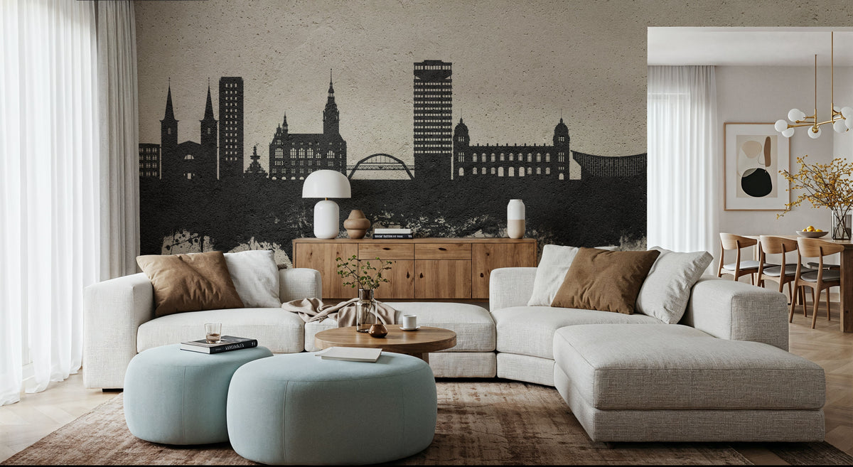 Wuppertal Germany Skyline Concrete Mural Wallpaper - room preview 04