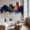 Durham England Skyline Blue & Bronze Mural Wallpaper - room preview 04