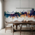 Istanbul Turkey Skyline Blue & Bronze Mural Wallpaper - room preview 04