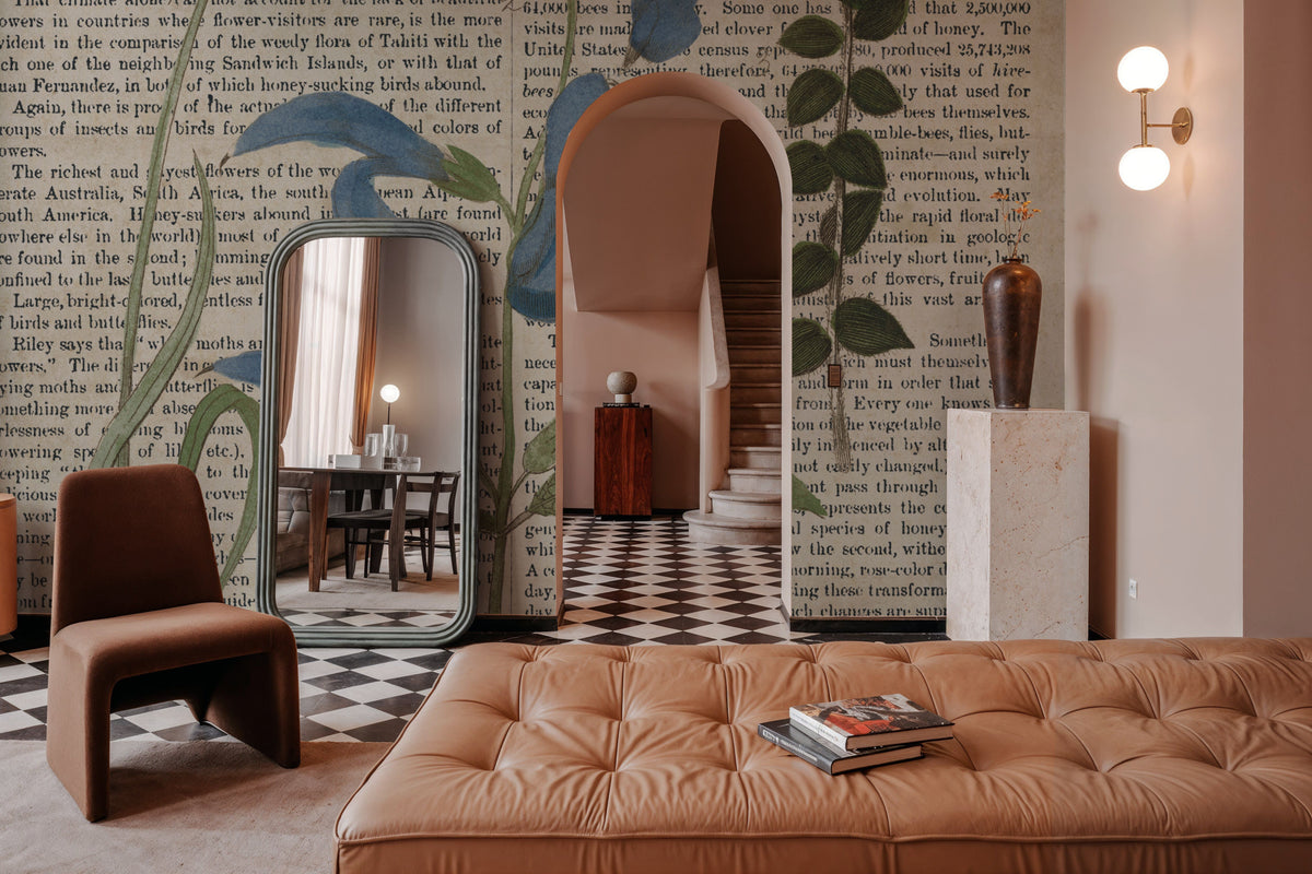 Salvia Florals on Newsprint II Mural Wallpaper - room preview 04