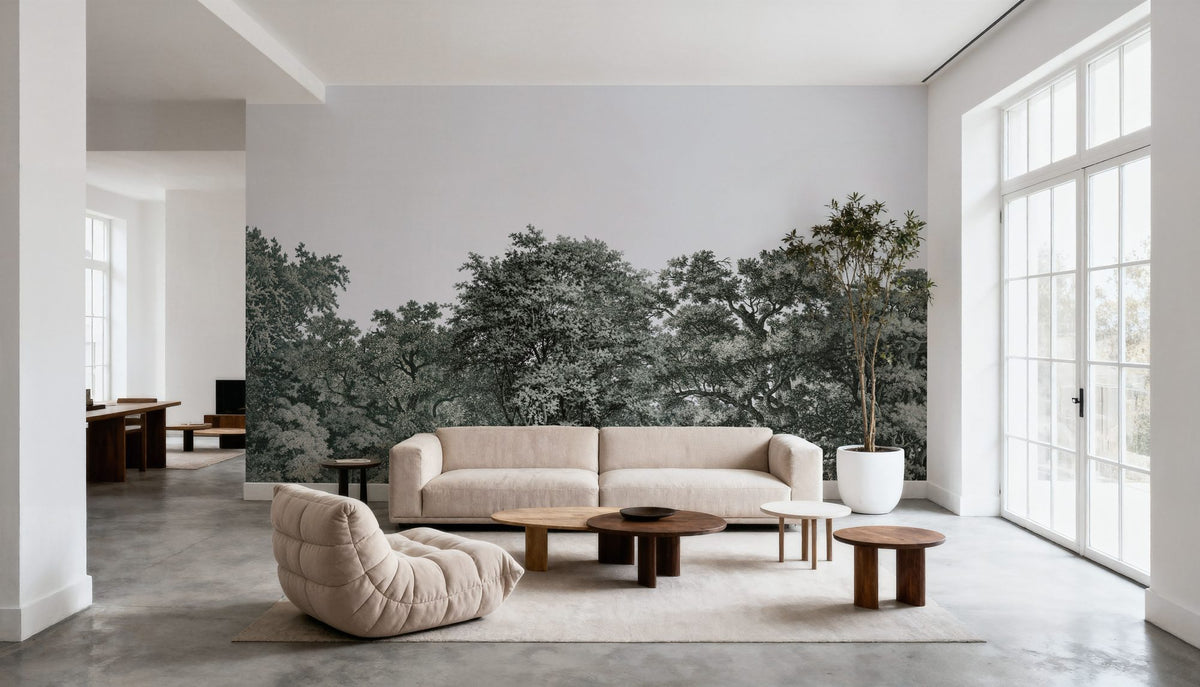 Over the Treetops, Forest Green Mural Wallpaper - room preview 04