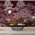 Overleaf Woodland, Burgundy Mural Wallpaper - room preview 04