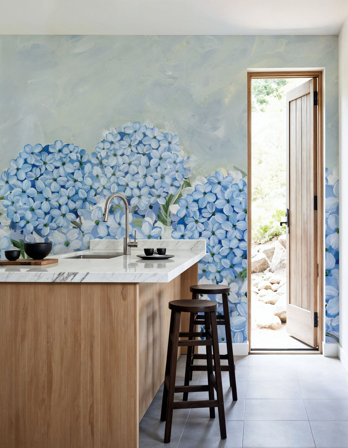 Hydrangea Meadow II Mural Wallpaper - room preview 04