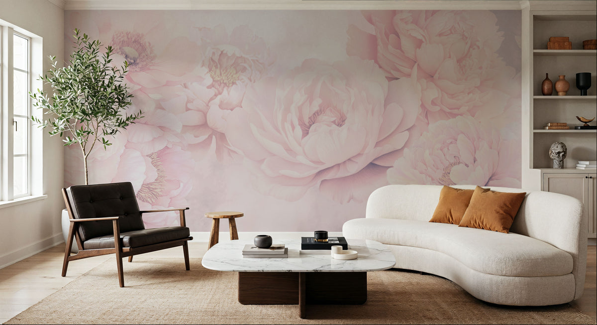 Transcendent Peony, Dusty Pink Mural Wallpaper - room preview 04