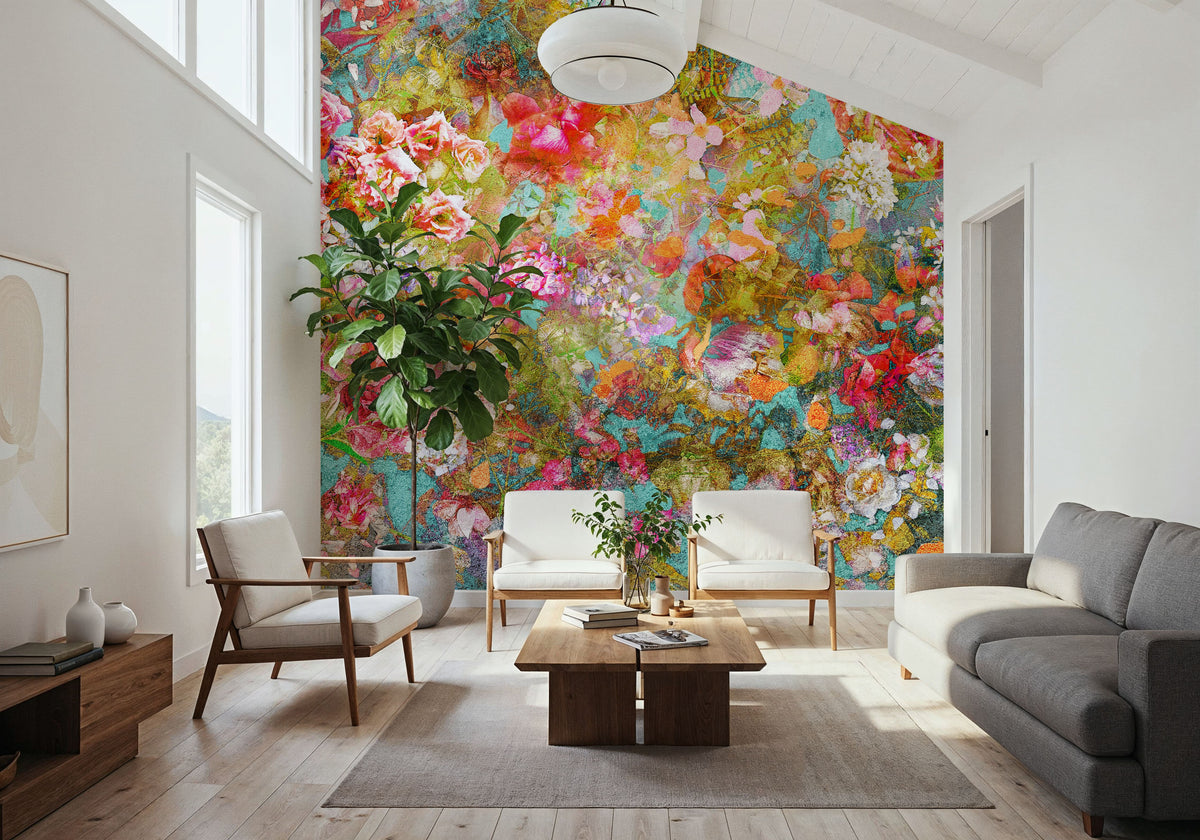 Pastel Floral Fresco Mural Wallpaper - room preview 04