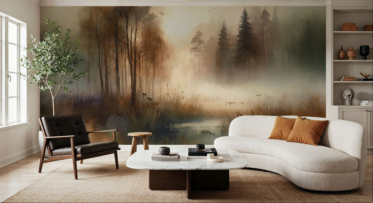 Misty Forest Escape Mural Wallpaper - room preview 04
