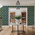 Pineapple Paradise Blue Mural Wallpaper - room preview 04
