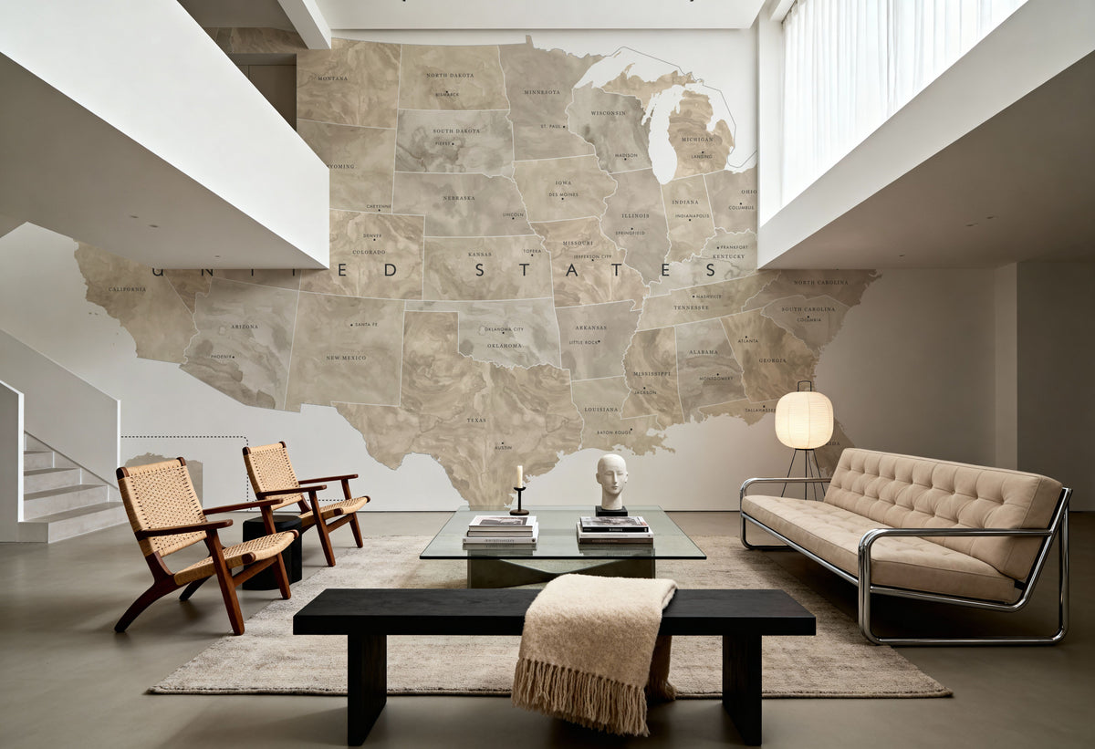 US State Map - Abey Mural Wallpaper - room preview 04