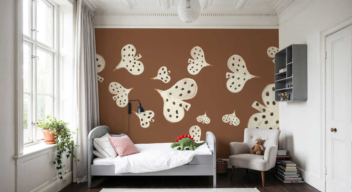 Birds Flying High, Mocha Mural Wallpaper - room preview 04