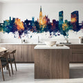 Limerick Ireland Skyline Blue & Bronze Mural Wallpaper - room preview 04