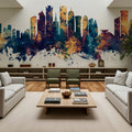 Doha Qatar Skyline Blue & Bronze Mural Wallpaper - room preview 04