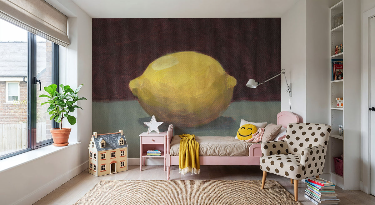 Lemon on Green Mural Wallpaper - room preview 04