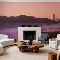 Crimson Bridge Twilight Red Mural Wallpaper - room preview 04