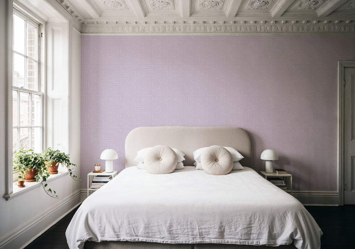 Weathered Checks, Lavender Mural Wallpaper - room preview 04
