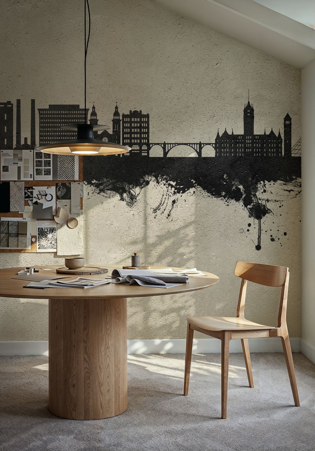 Spokane Washington Skyline Concrete Mural Wallpaper - room preview 04