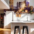 Shreveport Louisiana Skyline Purple & Gold Mural Wallpaper - room preview 04