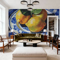 Lemons on a Blue Table Mural Wallpaper - room preview 04
