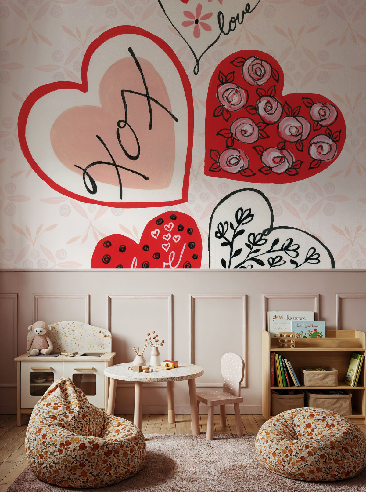 Love Hearts Mural Wallpaper - room preview 04