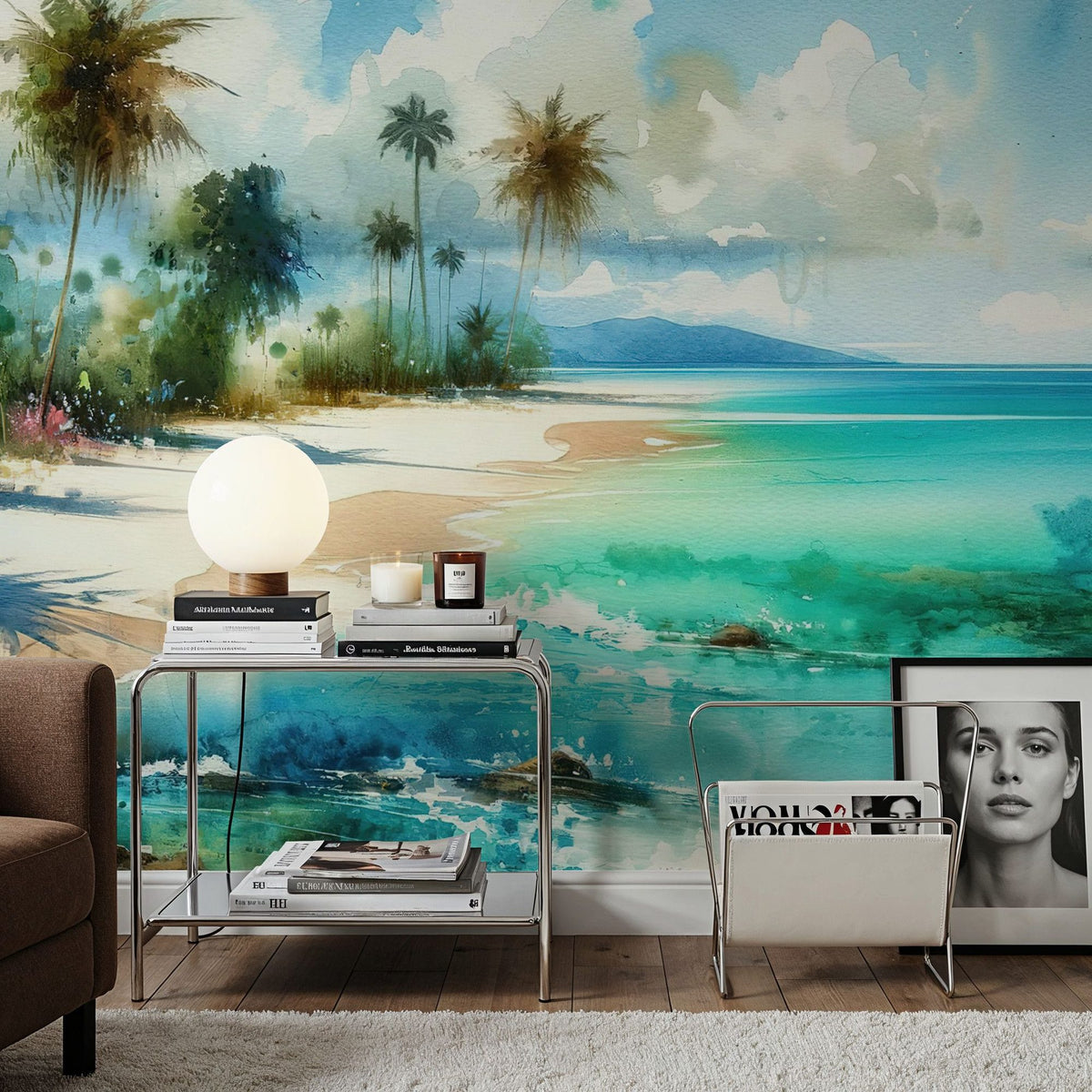 Exotic Tropical Sunny Paradise Beach Mural Wallpaper - room preview 04