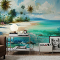 Exotic Tropical Sunny Paradise Beach Mural Wallpaper - room preview 04