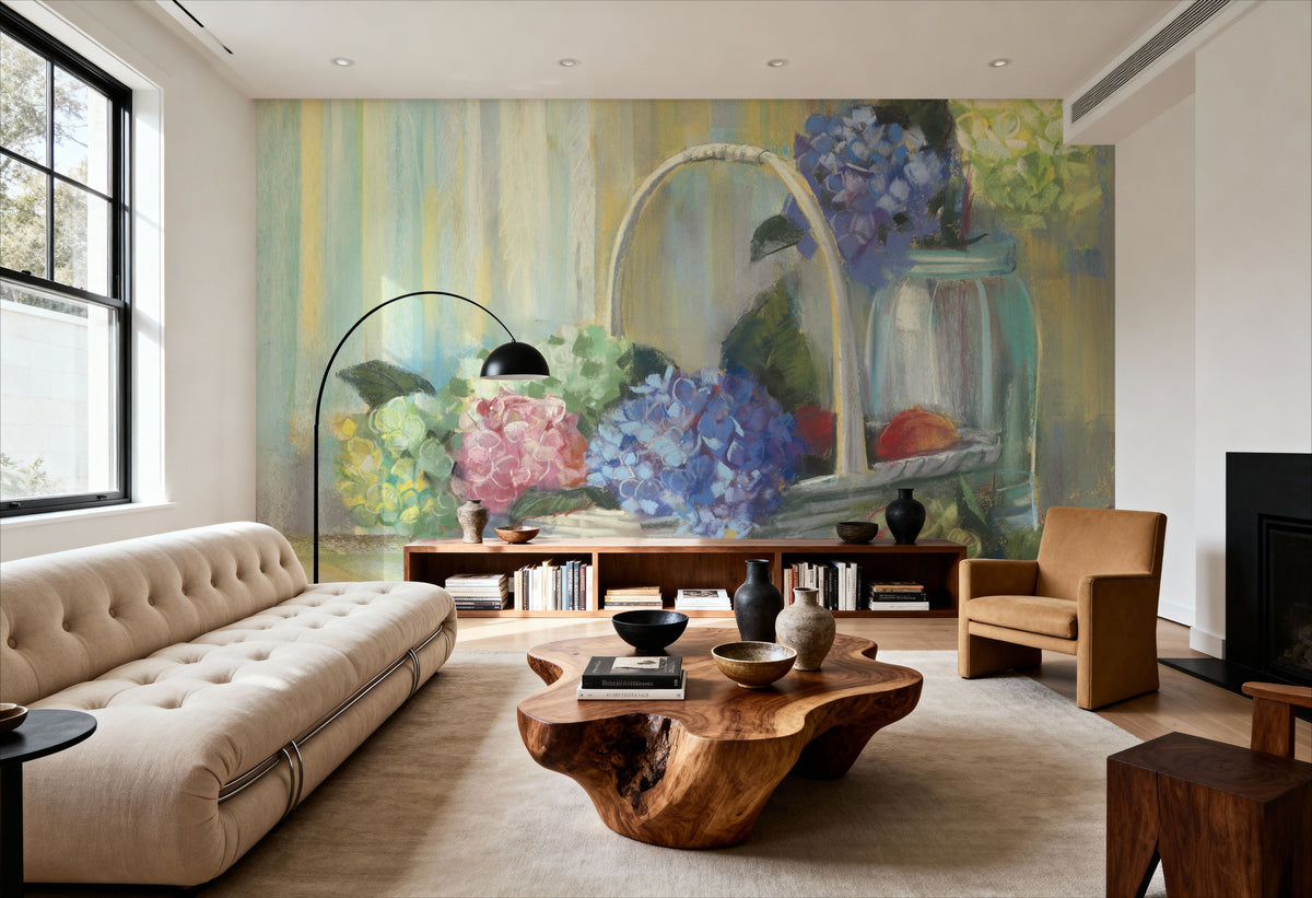 Hydrangea Basket Mural Wallpaper - room preview 04