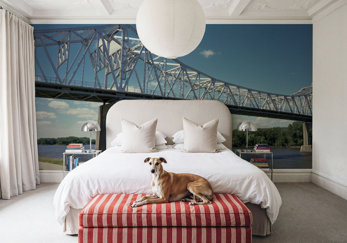Tranquil Bridge Crossing Mural Wallpaper - room preview 04