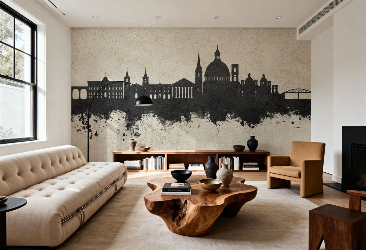 Valletta Malta Skyline Concrete Mural Wallpaper - room preview 04