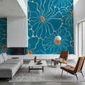 Cool Fluid Flowers Mural, Turqouise Mural Wallpaper - room preview 04