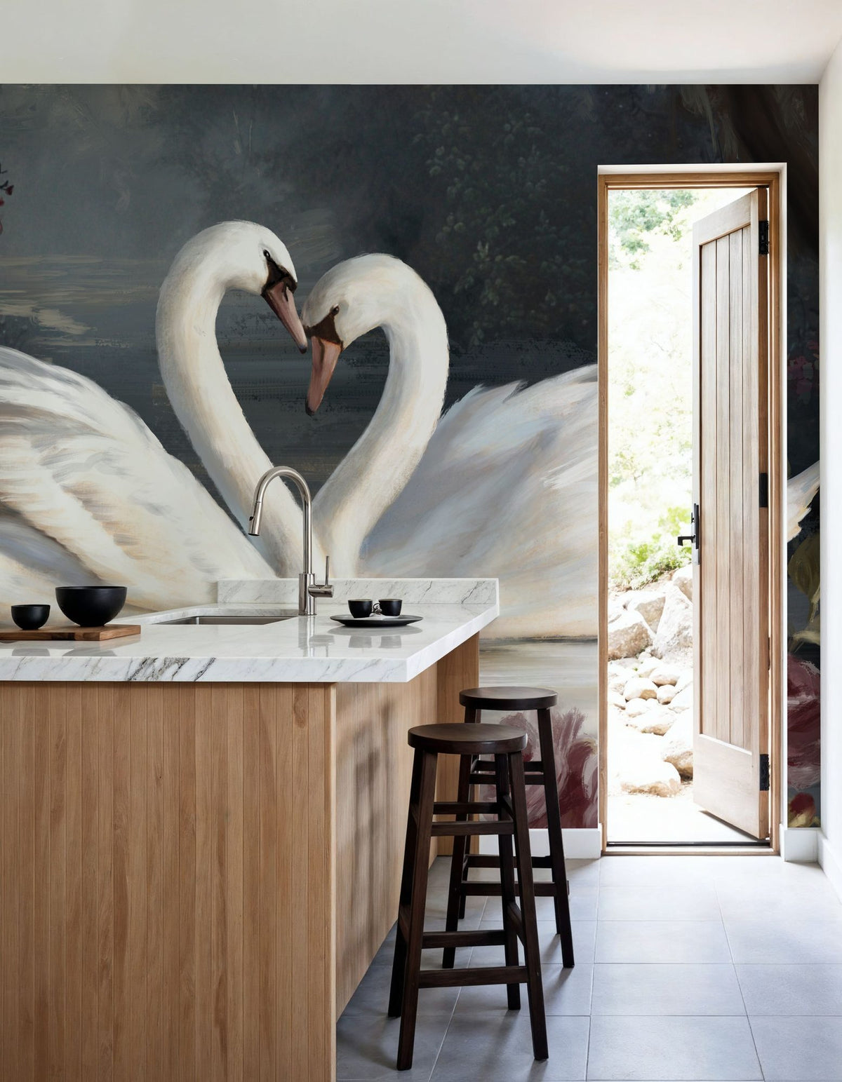 Swan Lake Mural Wallpaper - Neutral Tone - room preview 04
