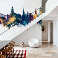 Sheffield England Skyline Blue & Bronze Mural Wallpaper - room preview 04