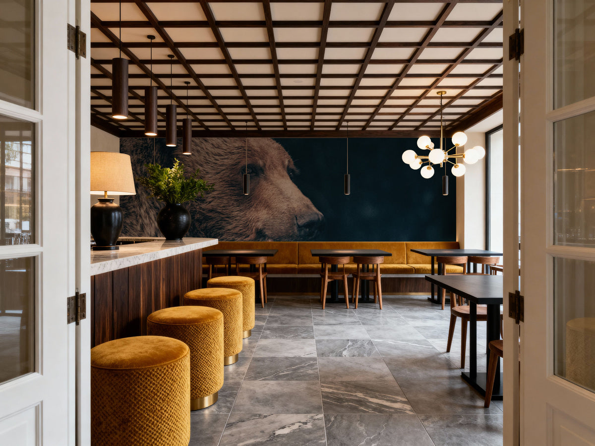 Grizzly Bear Portrait Mural Wallpaper - room preview 04