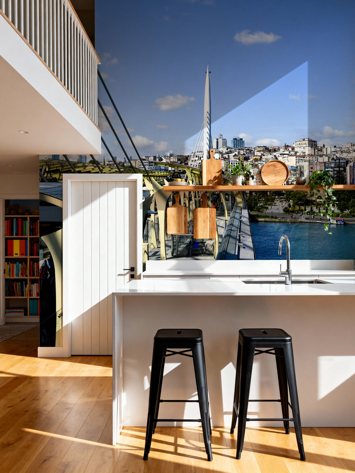 Urban Bridge Crossing Mural Wallpaper - room preview 04