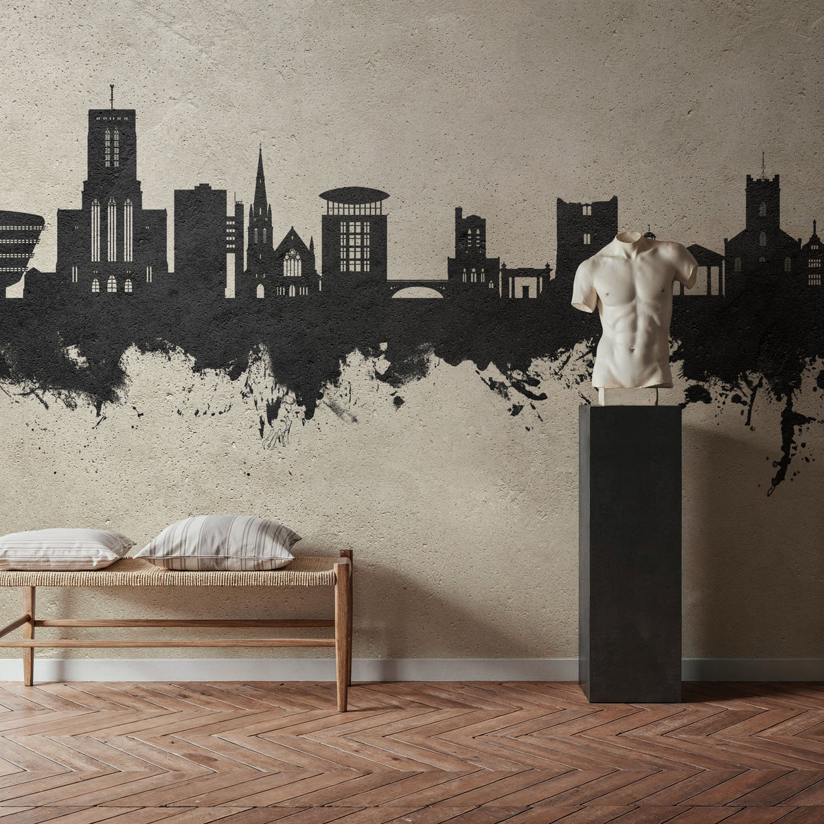 Guildford England Skyline Concrete Mural Wallpaper - room preview 04