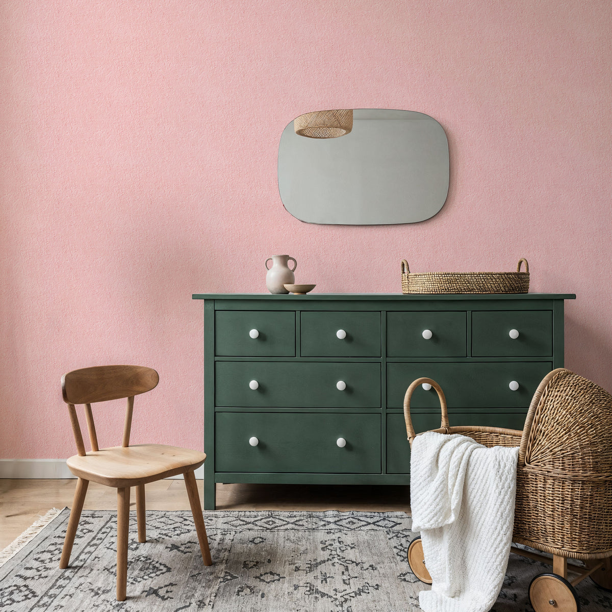 Faux Sand Stucco Finish, Blush Mural Wallpaper - room preview 04