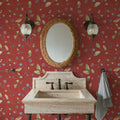Time to Share Floral Red Mural Wallpaper - room preview 04