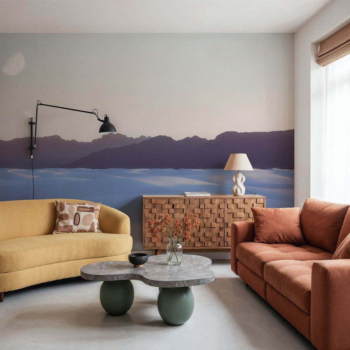 White Cloudy Sands Mural Wallpaper - room preview 04
