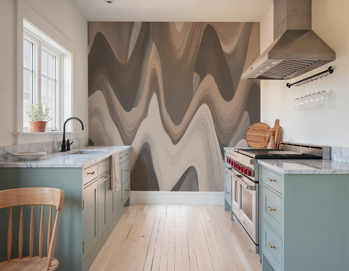 Abstract Paints, Mocha Mural Wallpaper - room preview 04